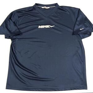 VTG Y2K Nike Dazzle Jersey Shirt Navy Blue Sz XXL V Neck Box Logo Gray Tag READ